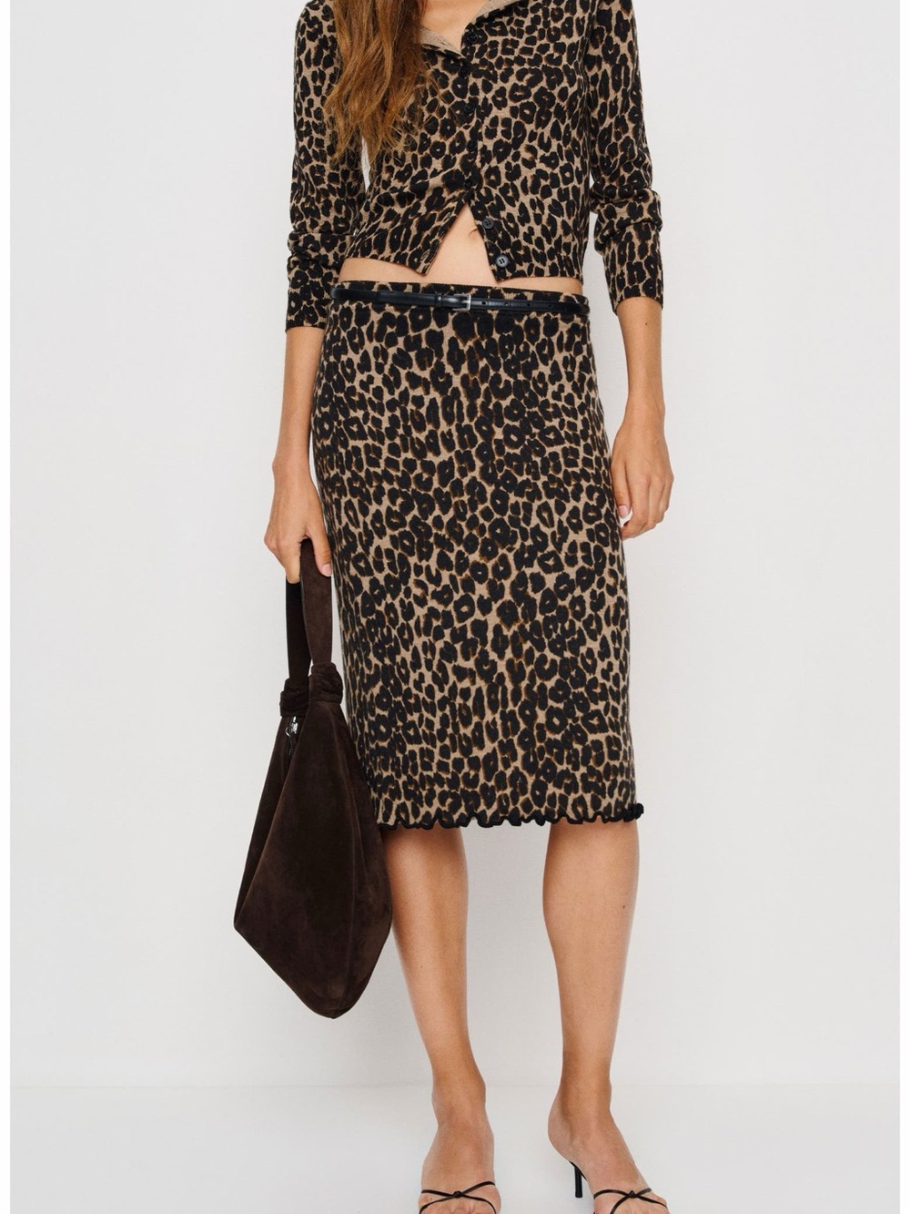 Reformation Bernadette Leopard Print 100% Merino Wool Cardigan - BNWOT